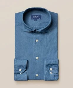 Eton Mid Blue Lightweight Denim Shirt SLIM FIT Off The Water