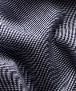 Off The Water Eton Navy Houndstooth Cotton Tencel Flannel-Slim Fit Button Down Collar