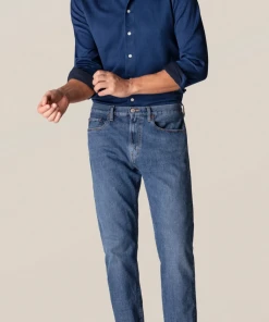 Eton Blue Satin Indigo CONTEMPORARY FIT Shirt Off The Water 7 Eton Blue Satin Indigo CONTEMPORARY FIT Shirt Off The Water