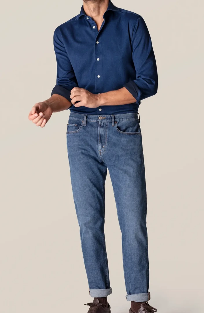 Eton Blue Satin Indigo CONTEMPORARY FIT Shirt Off The Water 3 Eton Blue Satin Indigo CONTEMPORARY FIT Shirt Off The Water