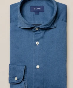 Eton Blue Satin Indigo Slim Fit