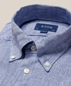 Eton Blue Linen Button Down