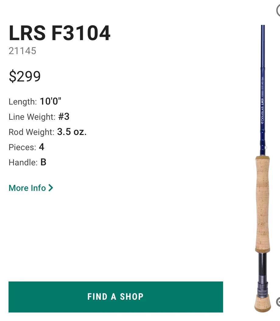 Rods & Reels Douglas LRS ESN Fly Rod 10FT 3WT 2 Rods & Reels Douglas LRS ESN Fly Rod 10FT 3WT