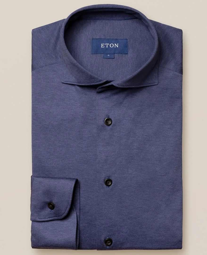 Eton Blue Long Sleeve Jersey Shirt 1 Eton Blue Long Sleeve Jersey Shirt