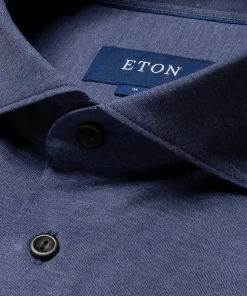 Eton Blue Long Sleeve Jersey Shirt