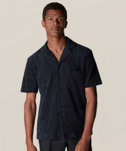 Off The Water Eton Dark Navy Terry Cloth Resort Shirt